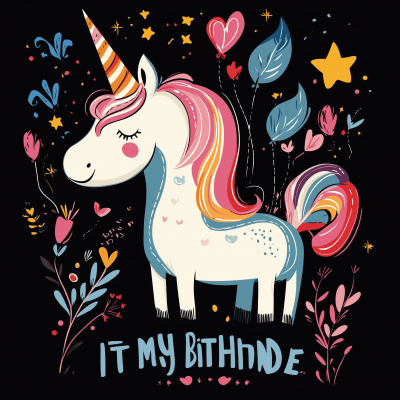 Unicorn Birthday T-Shirt Design