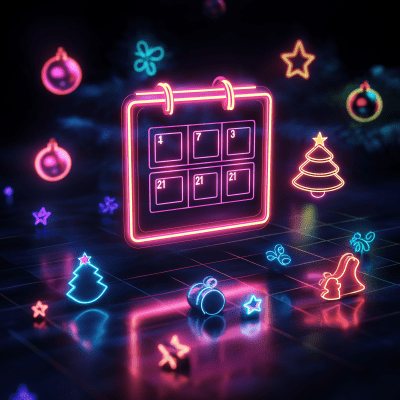 Neon Christmas Calendar Icon