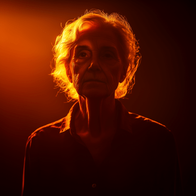 Orange Backlit Portrait of an Elderly Woman