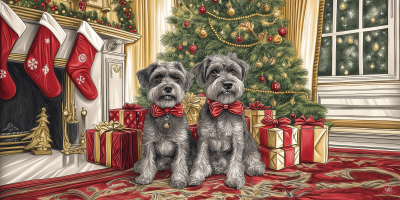 Happy Schnauzers at Christmas