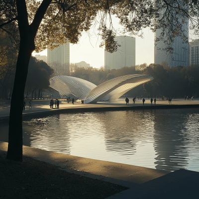 Morning at the Lake Park