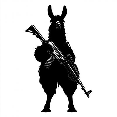 Llama Silhouette with Weapon