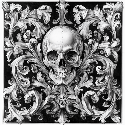 Intricate Black and White Engraving