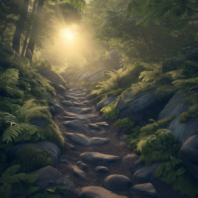 Rocky Path in Forest