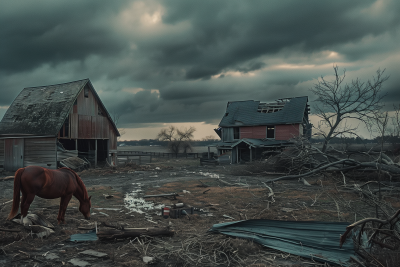 Tornado Aftermath on Horse Farm