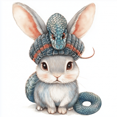 Cute Rabbit with Cobra Headdress