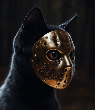 Black Cat in Jason Mask