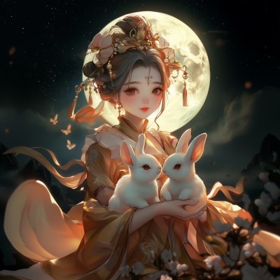 Moonlit Empress with Rabbits