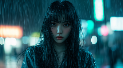 Asian Woman in Rain