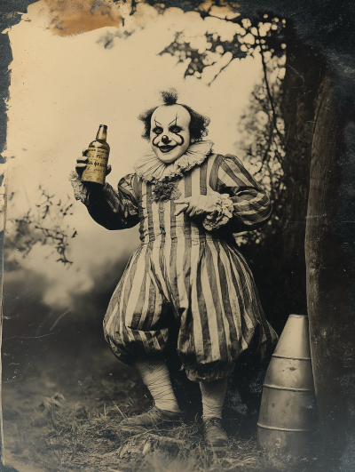 Vintage Clown with Beer