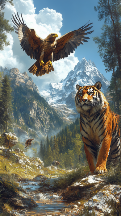 Eagle and Tiger in Harmony