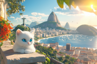 Cat Relaxing in the Rio Sun