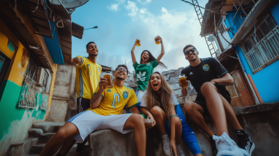 Friends Celebrating Goal with Beers