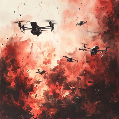 Watercolor Drone Warfare