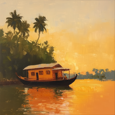 Sunset Houseboat in Kerala