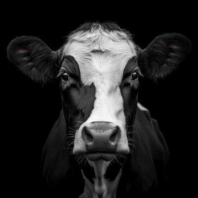 Lateral Cow in Black and White