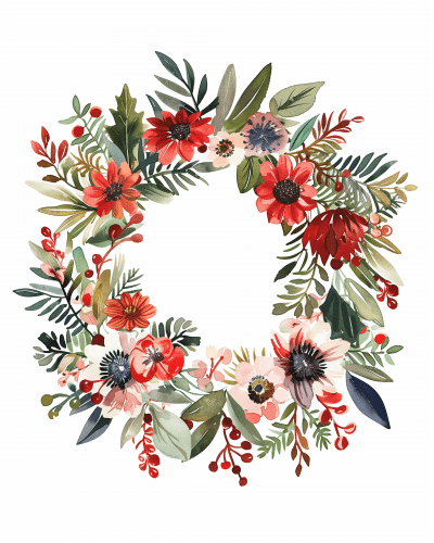 Watercolor Christmas Wreath