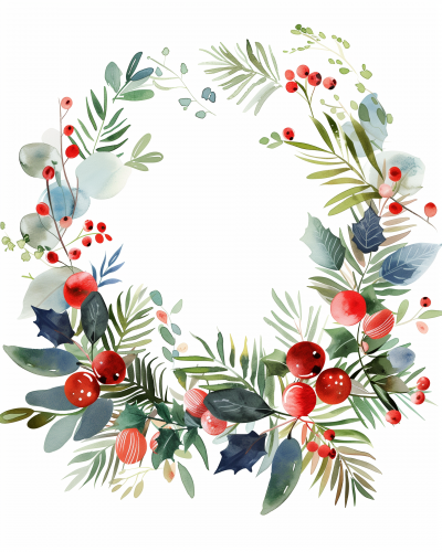 Watercolor Christmas Wreath