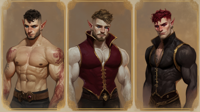 Portrait of Muscular Characters