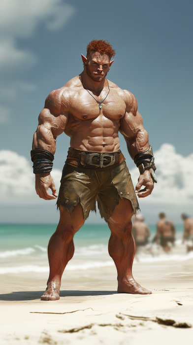 Handsome Half-Orc Bodybuilder