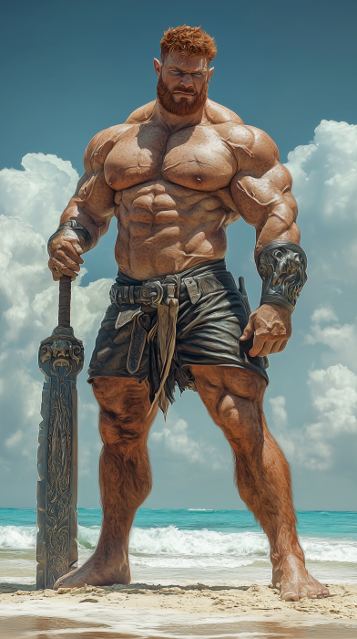 Hyper Muscular Half Orc Warrior