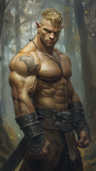 Muscular Half-Orc Warrior