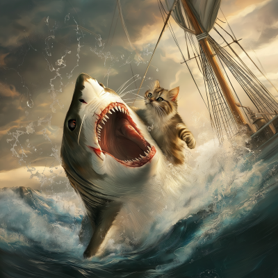 Cat vs Great White Shark