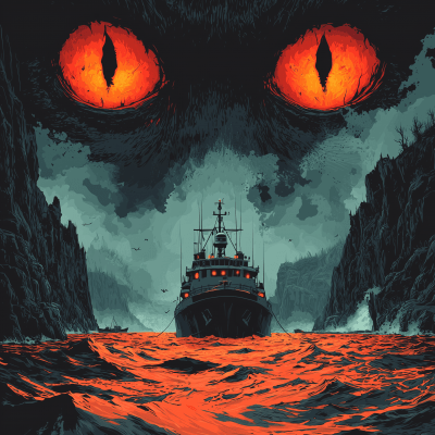 Ominous Eyes Over the Ocean