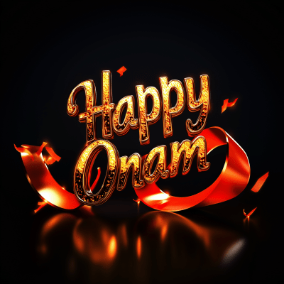 Happy Onam Text Rendering