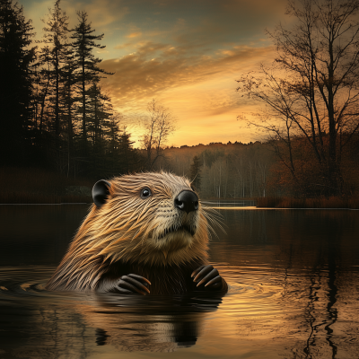 Curious Beaver at Lake