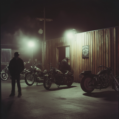 Vintage Biker Bar Parking Lot