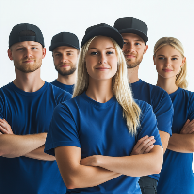 Group of Friends in Blue T-Shirts