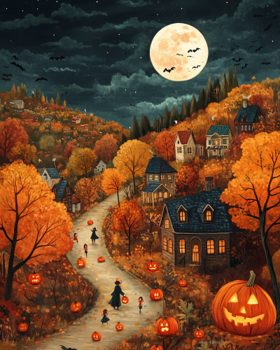 Halloween Night in Autumn Village