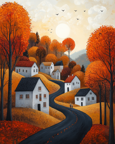 Autumn Village Abstract