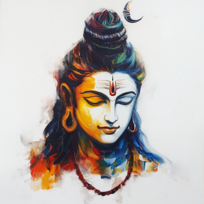 Vibrant Oil Painting of Lord Shiva