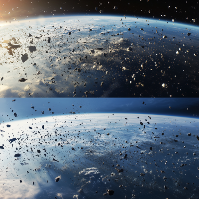 Space Debris Clean Up Before and After