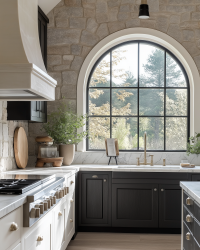 Sunlit Modern European Cottage Kitchen