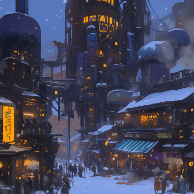 Cyberpunk Winter Village