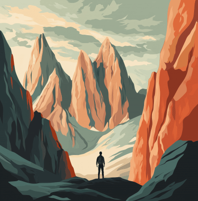 Retro Travel Poster of Aleppo Mountains