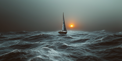 Sailboat in Rough Seas