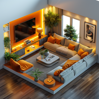 Modern Isometric Living Room