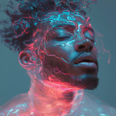 Futuristic Portrait with Translucent Head