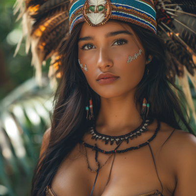 Amazonian Native Woman in Traditional Dress