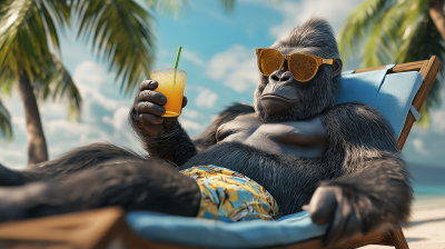 Gorilla on a Beach Lounger