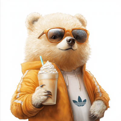 Cool Yellow Bear with Milkshake