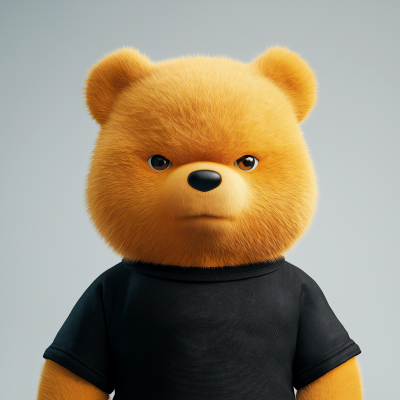 Bear in Black T-Shirt