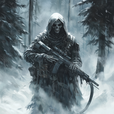 Dark Reaper in Snowy Forest