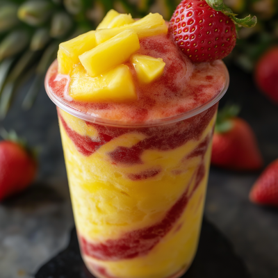 Pineapple Strawberry Swirled Slushie