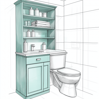 Mint Green Bathroom Space Saver Cabinet