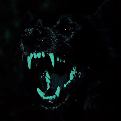 Snarling Dog in Night Vision